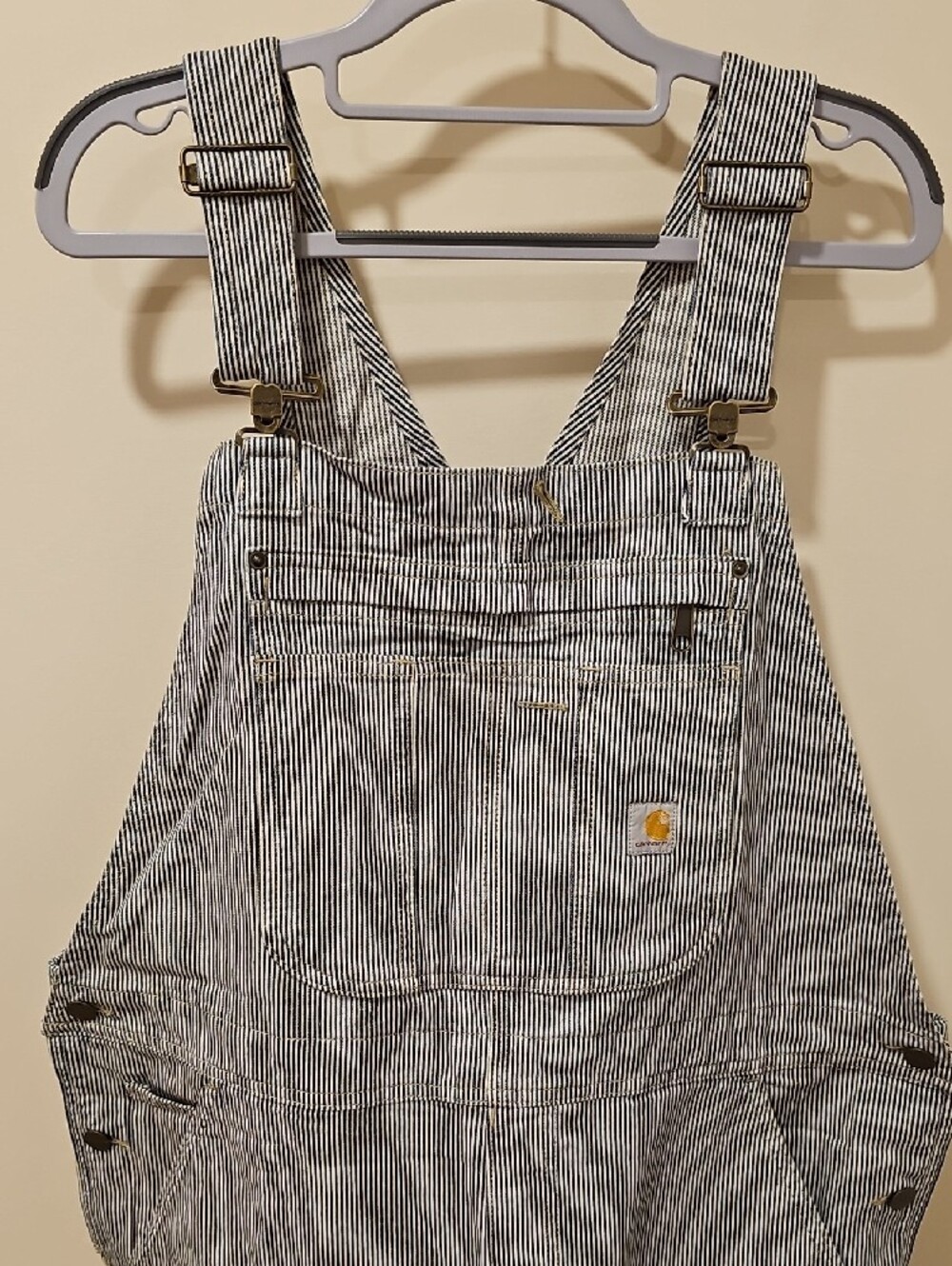 Carhartt Women's Gray Stripe Cotton Work Overalls; NWT; XL - Picture 3 of 10